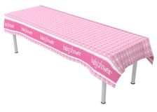 Baby Shower Pink Colourfast Plastic Table Cover 137cm x 2.6m 1pc - Partyware